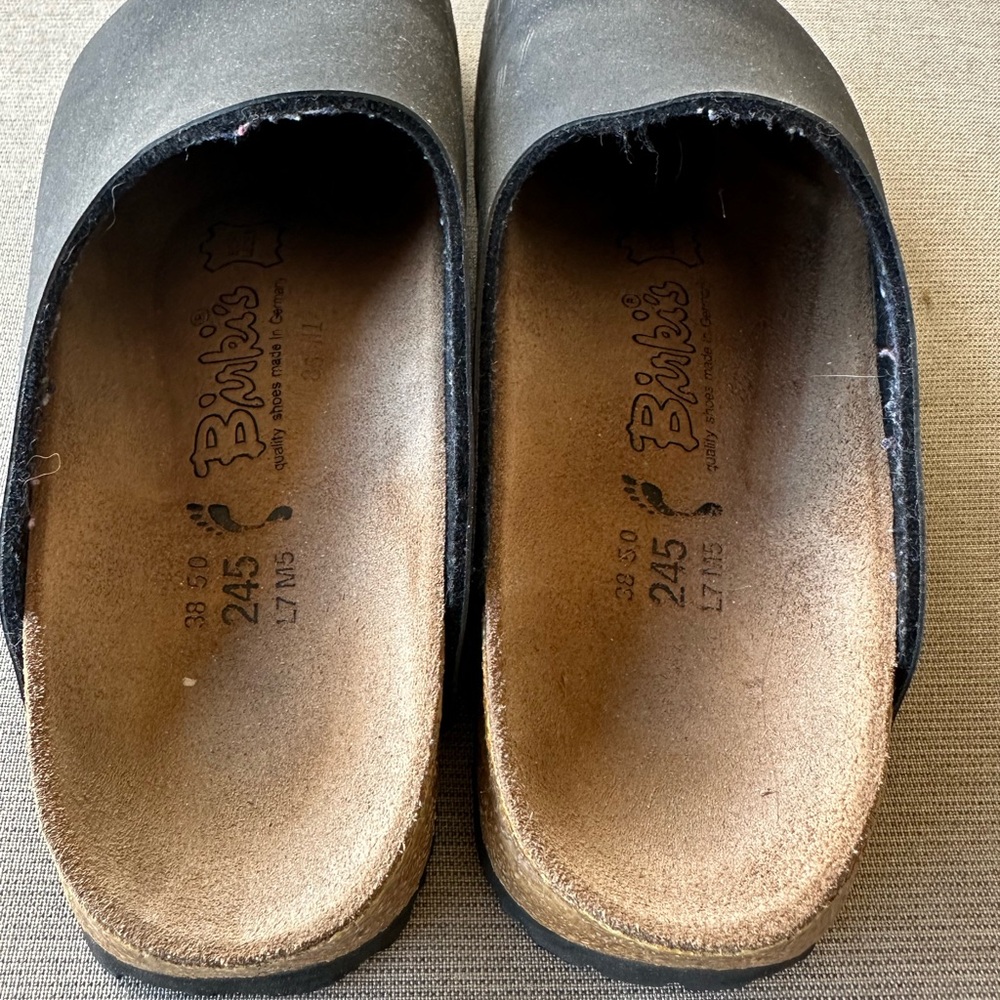 Birkenstock Birki’s Black Slip-On Clogs w Cork Bottom Women’s Size 7 - Picture 8 of 12